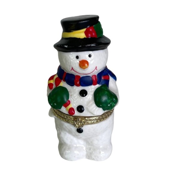 Christmas Trinket Box Set Snowman Angel Santa Hinged Ceramic Gift Box Figurine - Picture 3 of 8